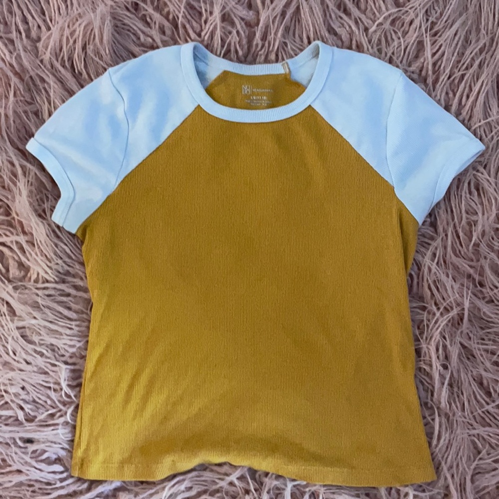 3FOR$15 Mustard Yellow and White Ribbed Top